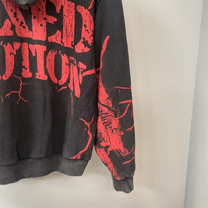 Felpa con Cappuccio e Zip Nera Vintage in Cotone con Stampa Integrale MIXED EMOTION, <span class=keywords><strong>Abbigliamento</strong></span> <span class=keywords><strong>Sportivo</strong></span> di <span class=keywords><strong>Marca</strong></span> per Uomo e Donna - Product Image 5