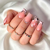 Uñas Postizas de ABS con Diseño Patriótico del 4 de Julio, Rojas, Blancas y Azules, Reutilizables, Cortas, en Forma de Almendra, Virales en TikTok