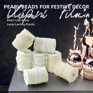 ZhDREAMY Hot Selling Abs Pearl Roll Link Beads Plastic Faux Pearl Home Party <b>Christmas</b> Gifts <b>Box</b> <b>Cake</b> Decoration Supplies - Product Image 2