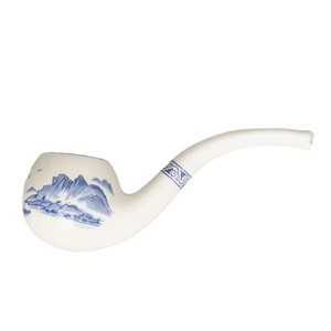 Muxiang Ceramic Smoking Pipe Bent Type Blue And White Porcelain Tobacco Pipe For Gift - Product Image 5