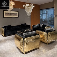 Canapé modulaire haut de gamme de luxe pour villa, ensemble de 3, 2 et 1 places, mobilier de salon, design italien moderne, tissu et laiton