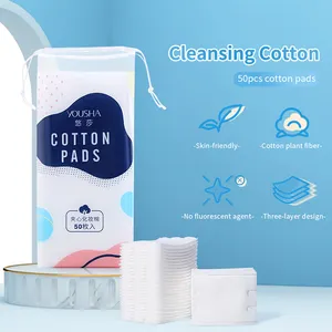 50 pièces de tampons démaquillants fournisseur biologique tampons de coton pour le visage super doux coton écologique tampon de coton 3 couches