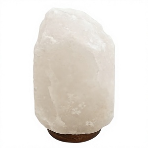 Lámpara de Sal Natural Blanca con Base de Madera, Hecha a Mano, Decorativa, Feng Shui, Certificada - Product Image 2