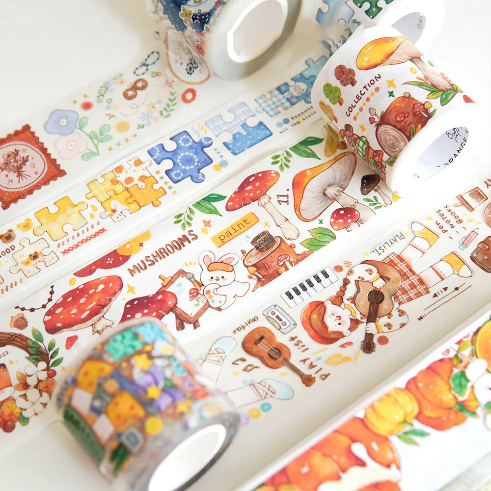 Hand Account Decoration Single Sided Kawaii Washi Tapes Roll Custom Mixed Color Printing Washi Tape