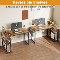 Bureau d'ordinateur en acier en forme de L de 40 pouces avec étagères réversibles Sac de rangement Moderne Résistant à l'eau Bureau à domicile