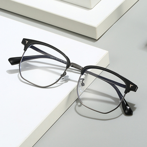 Tr90 Nử<span class=keywords><strong>a</strong></span> Khung Kim Loại Kính Mắt Với Vuông Mũi Pad Chất Lượng Cao Unisex Lông Mày Khung Cho Nam Giới Và Phụ Nữ Mới Phong Cách Kinh Doanh - Product Image 3