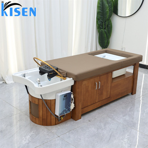 Lit de lavage de luxe KISEN style thaïlandais avec bac à pieds intégré et armoire de rangement pour salon et spa - Product Image 6