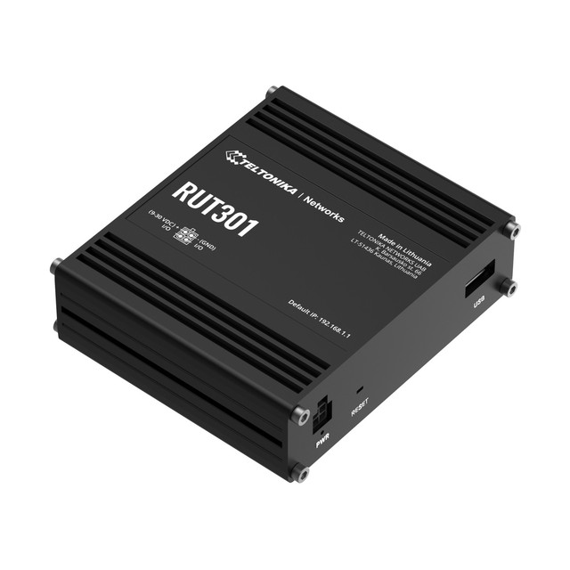 Teltonika RUT301 Industrial Router, 5x RJ45 100Mb/s, USB 2.0, IP30
