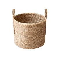 Panier de rangement pour vêtements en tissu de coton et de lin, pliable, écologique, de taille S, robuste, avec poignées, décoration d'intérieur