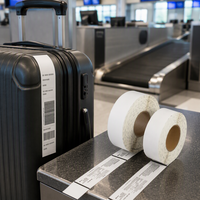 Étiquette de bagage personnalisée imperméable pour compagnies aériennes, autocollante, en PP thermique direct, pour le comptoir de check-in à l'aéroport