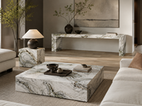 Dalles de marbre blanc volcanique pour îlots de cuisine, revêtements de sol de hall d'hôtel, tables basses, lavabos autoportants et panneaux muraux décoratifs