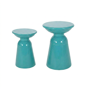 Juego de mesas de centro redondas modernas de plástico, mesas auxiliares encajables, muebles contemporáneos para sala de estar, color verde azulado, tableros de 12 y 15 pulgadas - Product Image 1