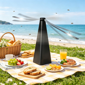Ventilador Repelente de Moscas para Mesa, Uso en Interiores o Exteriores, para Barbacoas, Eventos, Ahuyenta Moscas y <span class=keywords><strong>Avispas</strong></span>, con Gancho para Colgar - Product Image 1