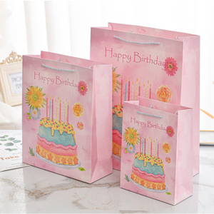Sacs en papier ivoire imprimés motif gâteau d'<span class=keywords><strong>anniversaire</strong></span> pailleté avec poignée en corde, sacs de courses créatifs à motifs de dessins animés pour cadeaux de fête - Product Image 5