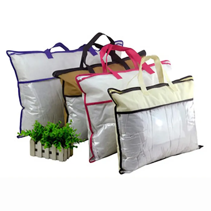 Clear plastic pvc storage zipper bag for quilt blanket duvet pillow