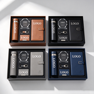 Coffret Cadeau Luxe 5-en-1 Personnalisé avec Logo pour 10ème Anniversaire, comprenant un Carnet en Cuir, une Trophée en Cristal et une Bouteille Isotherme, pour Célébrations d'Entreprise - Product Image 1