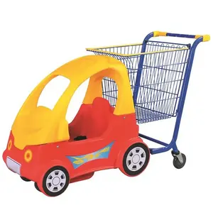 Caddie coloré jaune pour enfants supermarché enfants chariot à provisions en plastique pliable personnalisation mini chariots d'achat