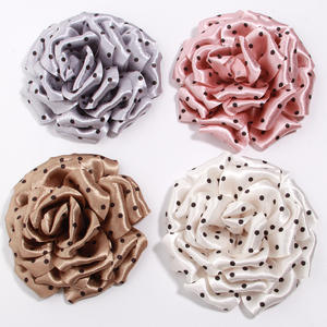 Accessoires pour <span class=keywords><strong>cheveux</strong></span> sportifs en tissu à pois noirs et blancs de style français, bord brûlé, fleur de camélia, DIY, élastique pour <span class=keywords><strong>cheveux</strong></span>, corde à <span class=keywords><strong>cheveux</strong></span> - Product Image 5