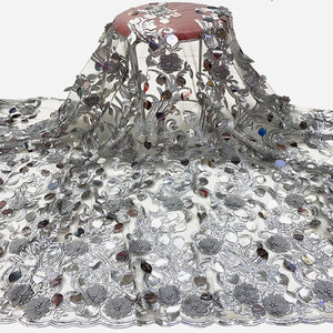 3D apliques de diseño Nigeria bordado gran tela de lentejuelas fiesta vestido de - Product Image 3