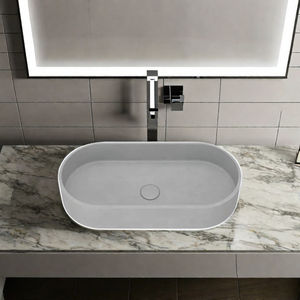 อ่างล้างหน้าทรงรีทำมือจากคอนกรีตสีเทาแบบโมเดิร์น พร้อมท็อปโต๊ะห้องน้ำ อ่างล้างหน้าคอนกรีตหล่อ - Product Image 5