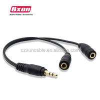 Adaptateur de câble audio Y plaqué or 3,5 mm stéréo 1 mâle vers 2 femelles pour partage de musique