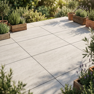 Dalles de pavage extérieures en porcelaine beige à âme en pierre naturelle de 20 mm d'épaisseur, 600x600 mm, R11, usage intensif commercial - Product Image 5