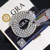 Chaîne Tennis Iced Out en Argent Massif S925 avec Moissanite 2mm 3mm sertie à griffes, Collier de Rappeur, Collection Warehouse Hip Hop Fire Jewelry