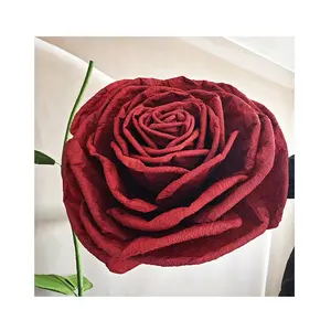 शादी की सजावट बड़े आकार के विशाल गुलाब 100 सेमी चौड़ाई एकल टुकड़ा लाल कागज के फूल कृत्रिम गुलाब