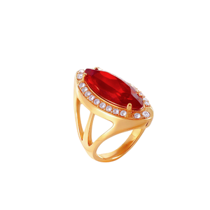 Set Perhiasan Cincin Geometris Klasik Batu Permata <span class=keywords><strong>Ruby</strong></span> Diamond Pengiriman 7 Hari Baja Tahan Karat 316L Berlapis Emas 24K Tahan Air Wanita - Product Image 3