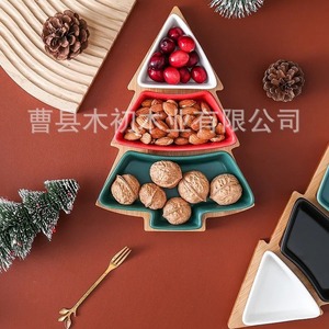 Ceramic Christmas tree tableware, fruit plates, <b>trays</b>, dessert plates, snack plates, <b>small</b> bowls, salad plates, breakfast - Product Image 5