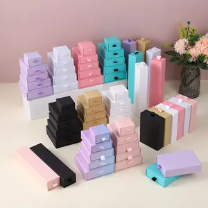 Benutzer definierte rosa Schiebe schubladen Papier Luxus Schmuck verpackung Niedliche Slider Papier Geschenk box mit Griff für Halskette Schmuck paket