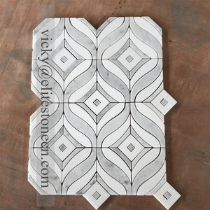 Trung Quốc Phong Cách Mới Không Thấm Nước Không Thường Xuyên Carrara Đá Cẩm Thạch Trắng Nhìn Thủy Tinh Kham Cho Nhà Bếp Tường Khảm - Product Image 6