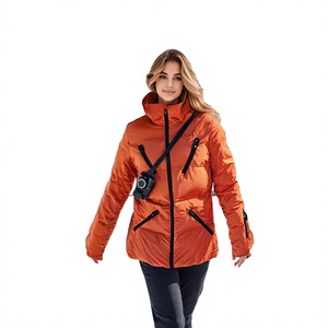 Girls <b>Quilted</b> <b>Jacket</b> Women Winter Thick Stand Collar Full Sleeve Zipper Closure Solid Color Polyester Wadding Coat - Product Image 3