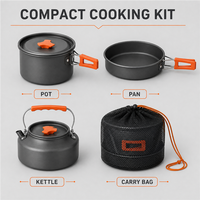 Ensemble de cuisine de camping en aluminium 4 pièces, grand format, pliable et portable, kit de cuisson 3-en-1, vente en gros usine