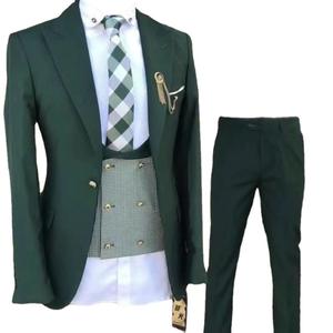 Trajes de <span class=keywords><strong>Boda</strong></span> Italianos al por Mayor para Hombre, <span class=keywords><strong>Traje</strong></span> de 3 Piezas, <span class=keywords><strong>Traje</strong></span> Verde a Cuadros, <span class=keywords><strong>Traje</strong></span> Slim Fit para Hombre, Esmoquin, <span class=keywords><strong>Traje</strong></span> de Novio - Product Image 2