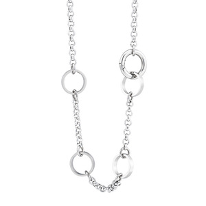 yunnique Punk Minimalist Titanium Steel O Chain Spliced Round <b>Ring</b> Clavicle <b>Necklace</b> Geometric Design Gift Jewelry - Product Image 5