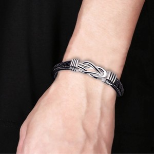 Brazalete de Cuero Trenzado con Piedras Naturales y Cierre Magnético <span class=keywords><strong>para</strong></span> <span class=keywords><strong>Hombre</strong></span>, Estilo Europeo Americano - Product Image 4