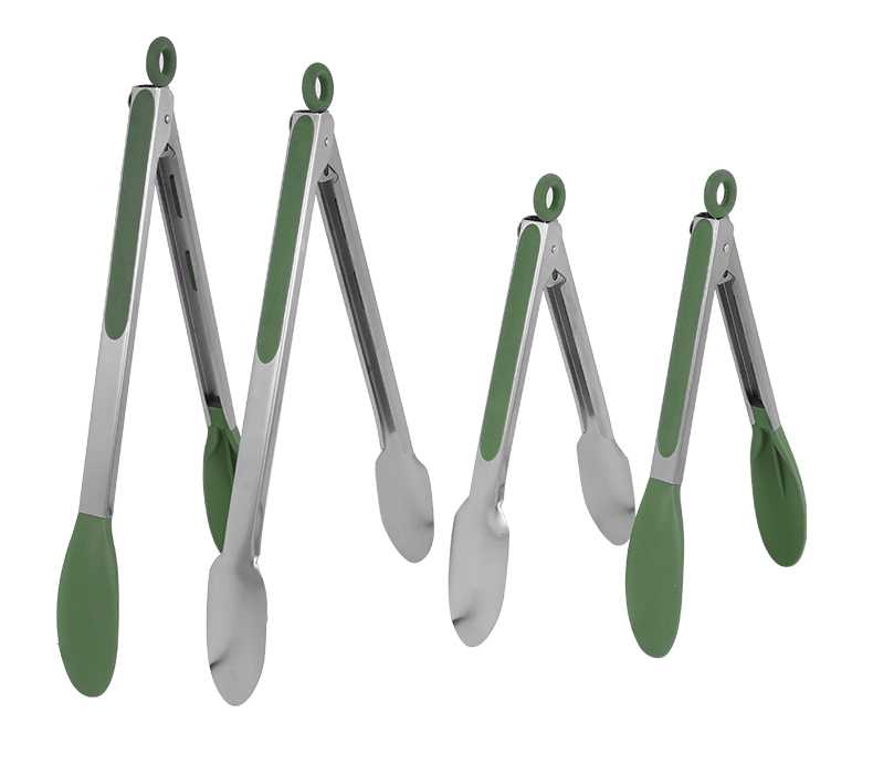 10"&12" inch stainless steel kitchen tong non slip grip tong set bbq cooking grill locking silicone food tong