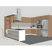Ensemble d'armoires de cuisine en forme de U, design modulaire personnalisé, finition laquée haute brillance, armoires de cuisine en bois de luxe