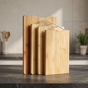 Tabla de cortar de madera de acacia con mango, desechable, ecológica, diseño minimalista, vajilla metálica para fiestas, 0.4kg - Product Image 1