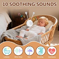 Boîte à musique personnalisée en forme de doudou pour bébé, 10 sons de bruit blanc, capteur de pleurs, minuterie 20-40 min, haut-parleur métallique rechargeable, jouet en peluche en plastique
