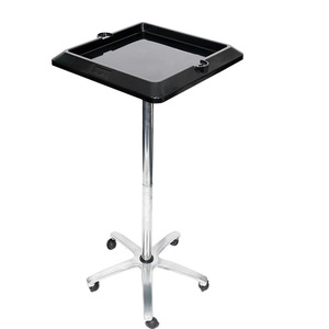 Chariot de salon pour extensions de cheveux, plateau 40x40cm, hauteur réglable, acier inoxydable, avec roulettes, pour usage en salon de beauté - Product Image 2