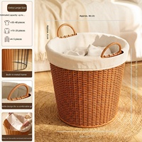 Panier à linge imperméable en bambou tressé style rotin, minimaliste nordique, avec poignées, pour salles de bain domestiques