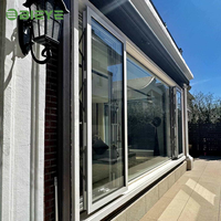 Fenêtre coulissante parallèle moderne en aluminium avec verre teinté horizontal, en acier inoxydable, à économie d'énergie, pour chambre extérieure