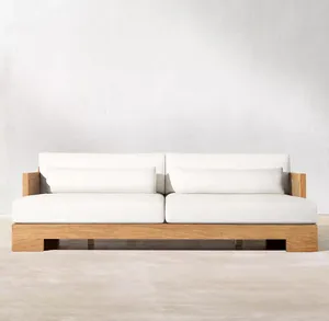 Nouveau design à la mode mobilier d'extérieur deux places trois canapés de jardin en bois de tissage en osier de teck avec coussin
