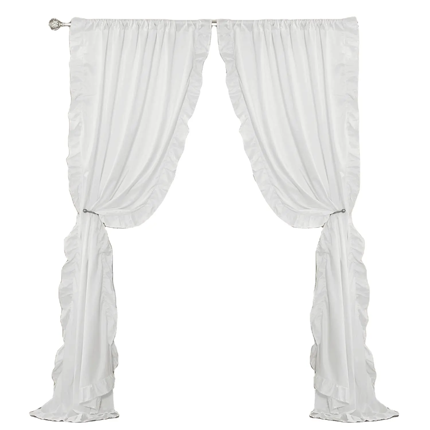 Tende con volant bianche per camera da letto Shabby Chic Ruffle Trim Faux Custom Hotel o tenda oscurante per la casa