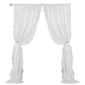 Cortinas de babado brancas para quarto, cortina chique com babados, com bordados, para hotel ou para casa