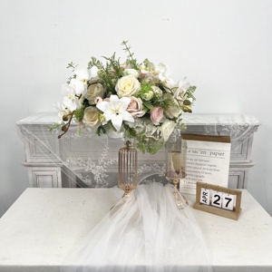 Hotsale 50Cm 60Cm 70Cm 80Cm Large Rose <b>Flower</b> Arrangement Wedding Table <b>Flower</b> Centerpieces Silk Artificial White <b>Flower</b> Ball - Product Image 1