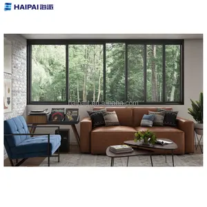 High Quality Energy Efficient Aluminum Sliding Window Blue Glass Folding Screen Soundproof Anti-theft Design Style Villa