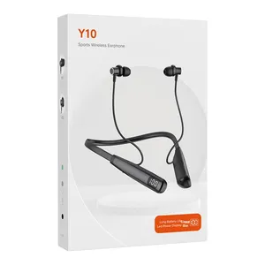 Auricolari Y10 con Fascia per il Collo, Wireless, Sportivi, Meno di 3 Ore di Autonomia, Cancellazione del Rumore, Display Digitale, Silicone Confortevole - Product Image 1